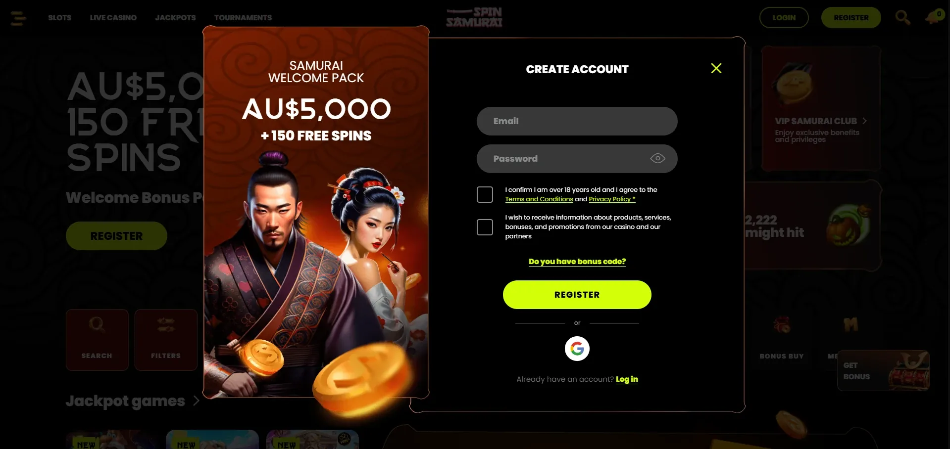 Sign up to Spin Samurai